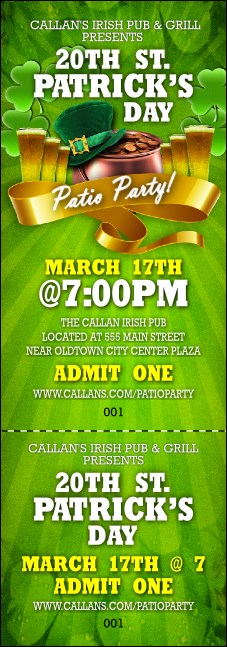 St. Patrick's Day Party Event Ticket Product Front