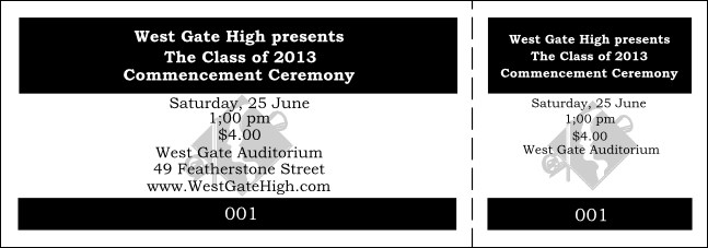 Graduation General Admission Ticket Black Product Front
