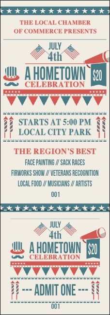 Fourth of July Hometown Event Ticket Product Front