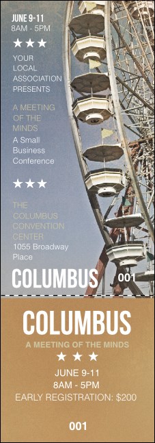 Columbus Event Ticket Product Front