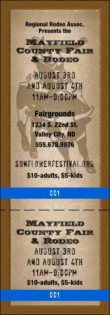 Rodeo Ticket 001 Product Front