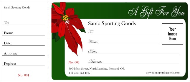 Christmas Poinsettia Gift Certificate 001 Product Front