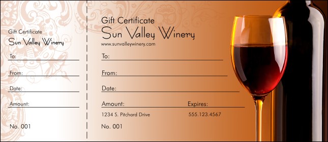 Wine Gift Certificate Product Front