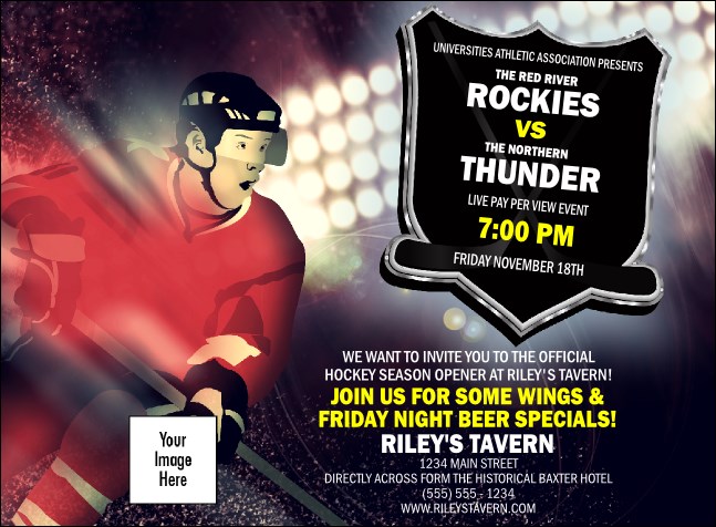 Hockey Badge Red Invitation Product Front