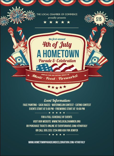 Fourth of July Freedom Blue Invitation Product Front