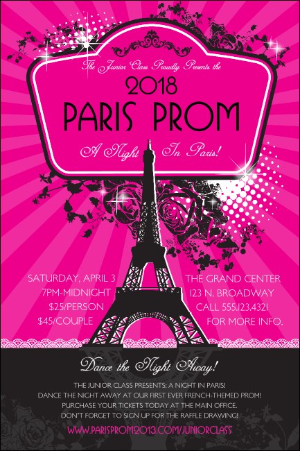 Paris Pink and Black Poster