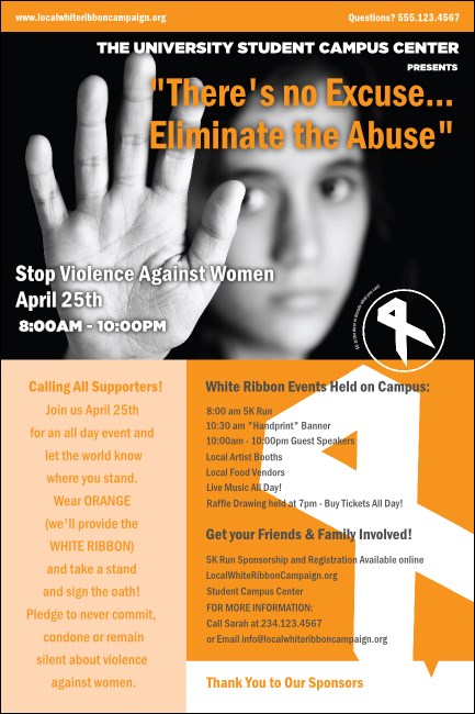 White Ribbon Photo Poster Product Front