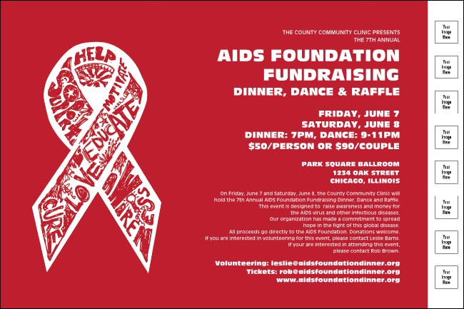 AIDS Fundraising Event Poster with Image Upload Product Front