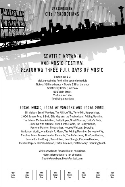 Seattle Poster (black and white) Product Front