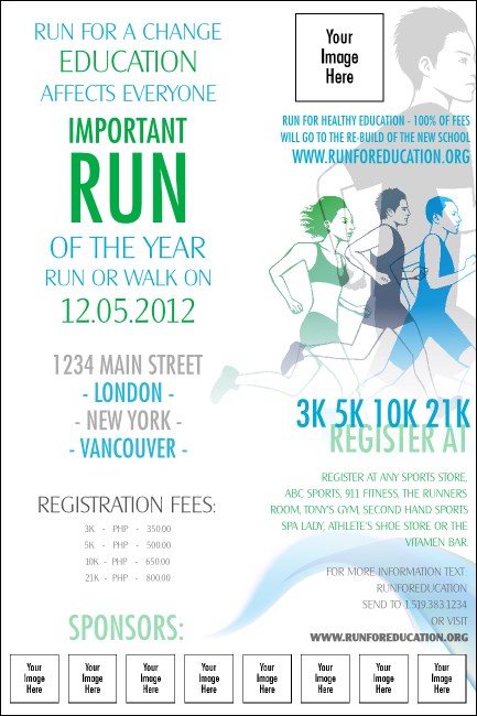 Run for a Cause Blue & Green Logo Poster Product Front