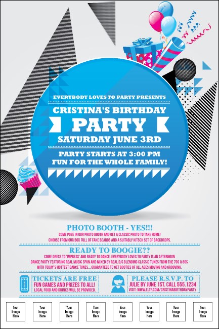 Birthday Party Geometric Logo Poster
