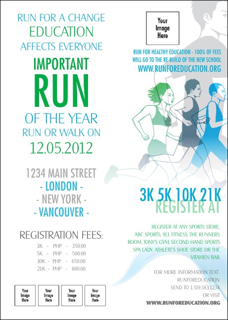 Run for a Cause Blue & Green Postcard Product Front