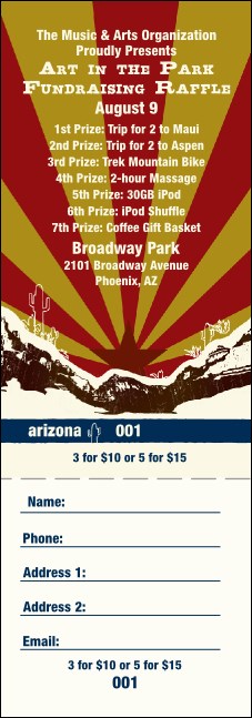Arizona Raffle Ticket Product Front