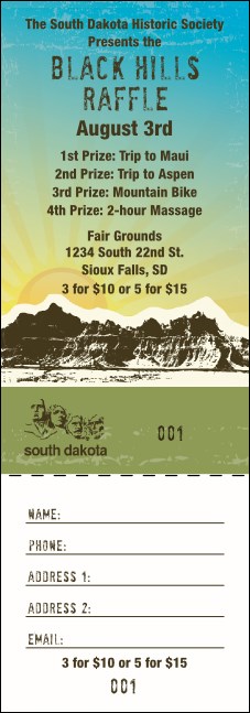 South Dakota Raffle Ticket Product Front