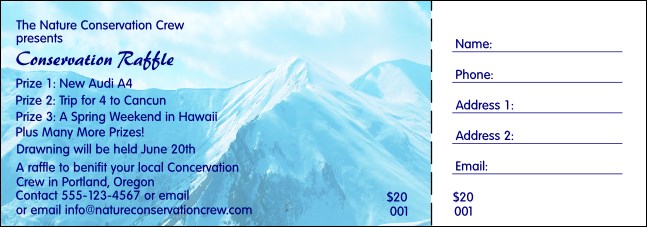 Nature Series - Mountain Raffle Ticket Product Front