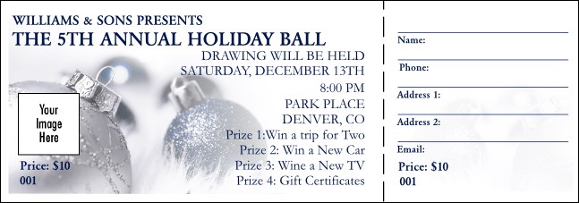 Christmas Ornament Raffle Ticket Product Front