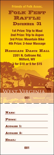 West Virginia Raffle Ticket Product Front