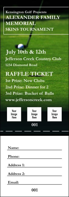 Golf Photo Raffle Ticket Product Front