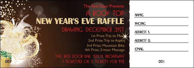 Champagne Bistro Raffle Ticket Product Front