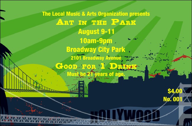 California Drink Ticket (Gray and Blue) Product Front