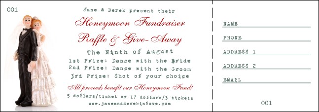Vintage Bride and Groom Raffle Ticket Product Front