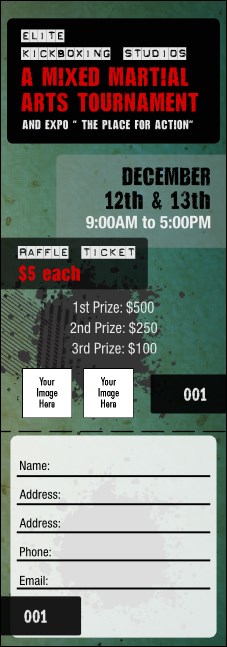 Contemporary Mixed Martial Arts Raffle Ticket Product Front