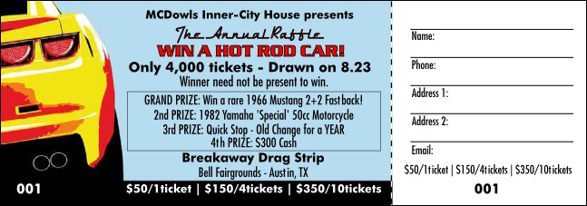 Vintage Hot Rod Raffle Ticket