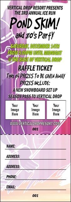 Snowboarding Raffle Ticket Product Front