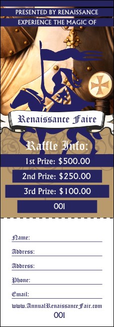 Renaissance Faire Armor Raffle Ticket Product Front