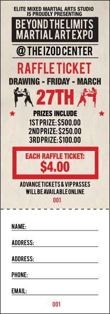 MMA Old School Raffle Ticket Product Front