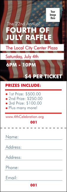 Fourth of July Raffle Ticket Product Front