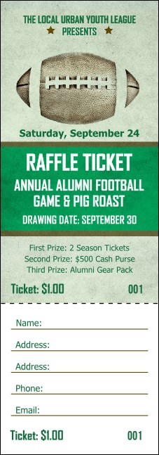 Football Green Raffle Ticket Product Front