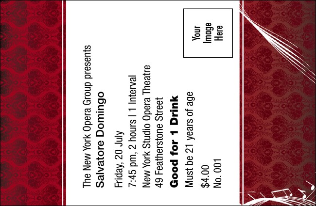 Opera Drink Ticket Product Front