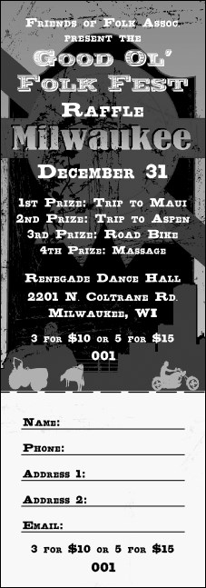 Milwaukee Raffle Ticket (Black and white) Product Front
