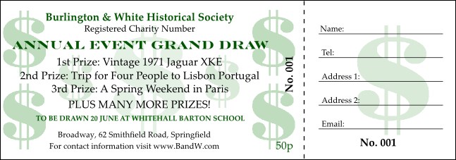 Color Money Raffle Ticket 001 Product Front