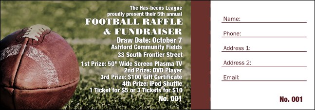 Classic Football Game Raffle Ticket Product Front