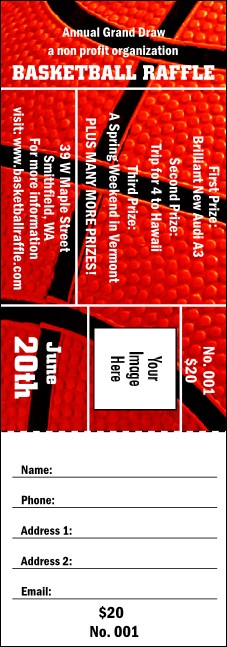 Basketball Raffle Ticket 003 Product Front