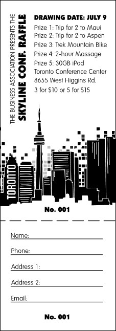 Toronto Raffle Ticket with stub (Black & white) Product Front