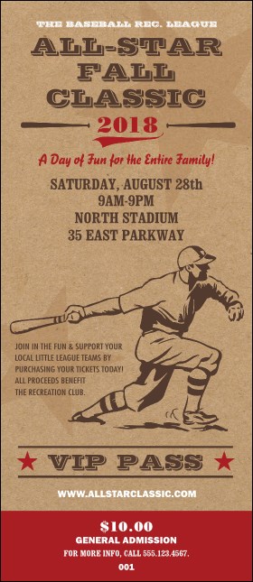 All-Star Retro Baseball VIP Pass Product Front