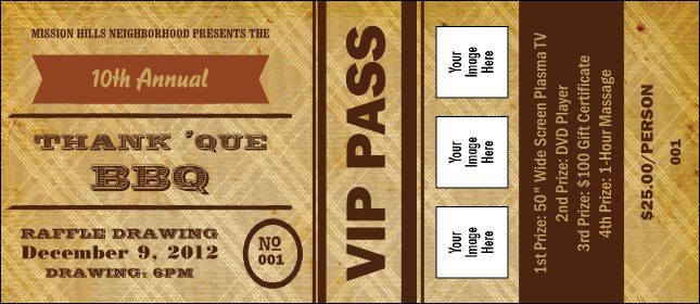 BBQ Vintage VIP Pass Product Front