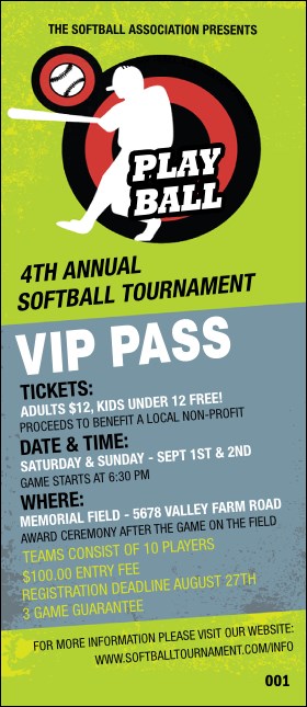 Softball VIP Pass Product Front