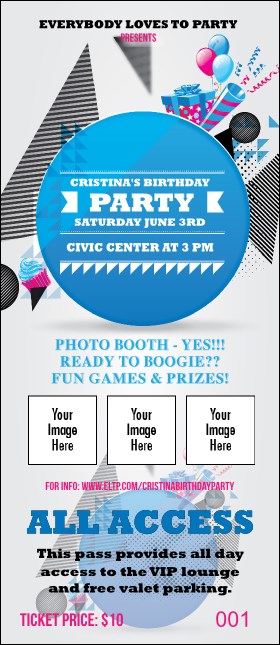 Birthday Party Geometric VIP Pass Product Front