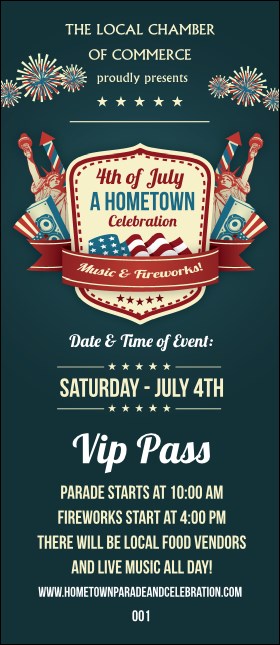 Fourth of July Freedom Blue VIP Pass Product Front