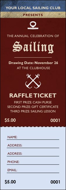 Sailing Raffle Ticket Product Front