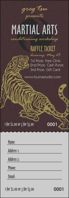 Martial Arts Raffle Ticket Product Front