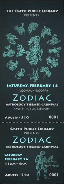 Zodiac Event Ticket Product Front