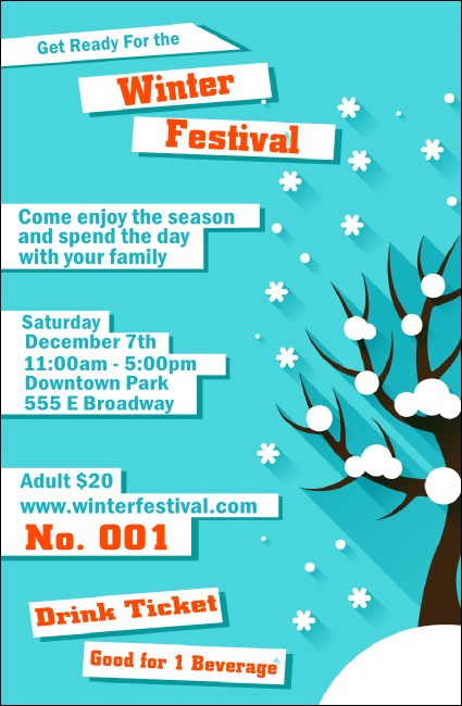 Winter Cut Paper Drink Ticket Product Front