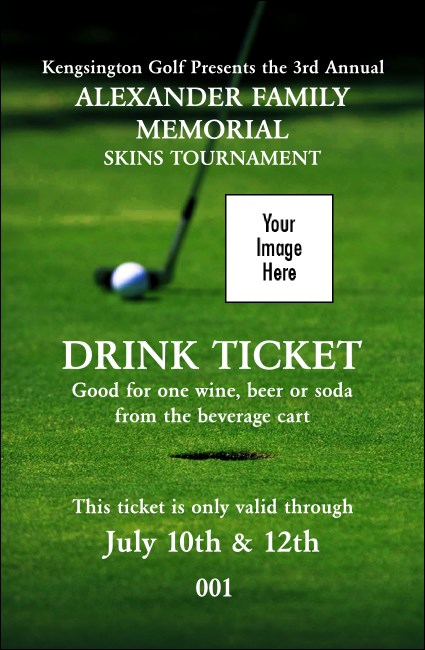 Golf Photo Drink Ticket Product Front