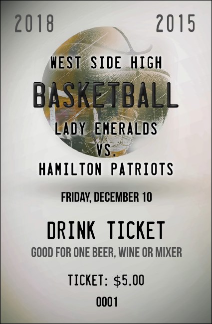Basketball Schedule Drink Ticket Product Front