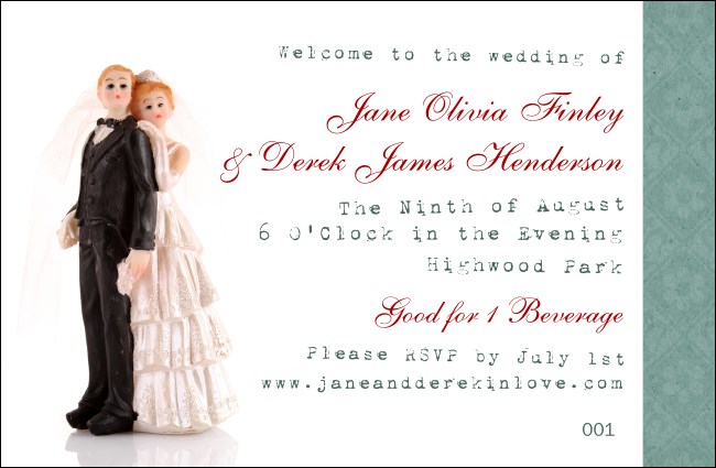 Vintage Bride and Groom Drink Ticket Product Front
